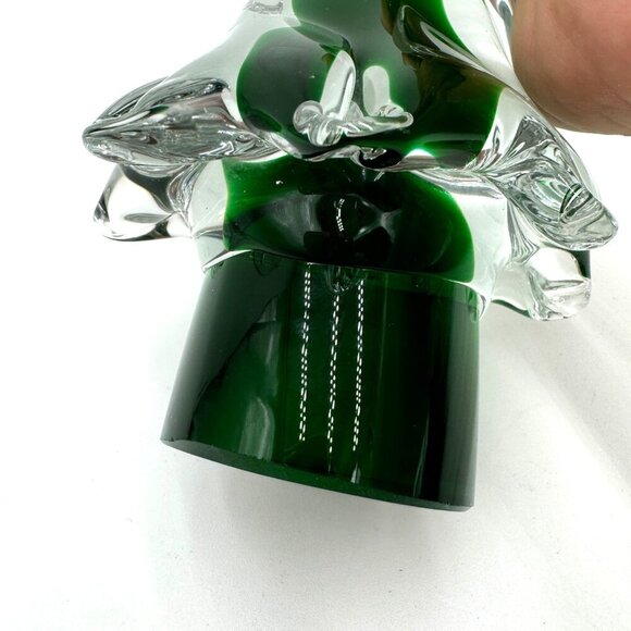 Glass Christmas Tree Paper Weight Clear Green Holiday - Picture 5 of 13